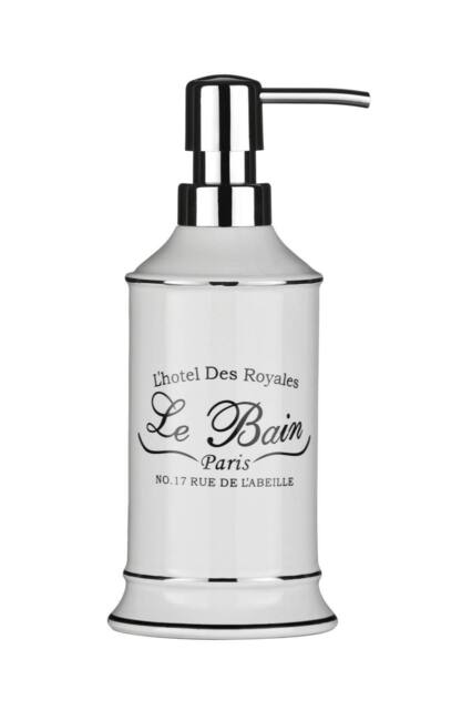 Orsina Stoneware Lotion Dispenser, Smooth Bathroom Soap Dispenser With Printed Label, Refillable Dispenser Lotion in White - image 1