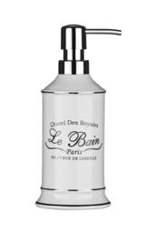 Orsina Stoneware Lotion Dispenser, Smooth Bathroom Soap Dispenser With Printed Label, Refillable Dispenser Lotion in White - thumbnail 1