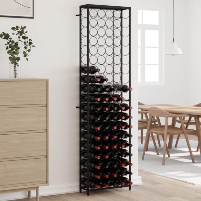 Berkfield Home Wine Rack for 95 Bottles Black 54x18x200 cm Wrought Iron - Size: 54 x 18 x 200 cm - image 1