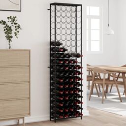 Berkfield Home Wine Rack for 95 Bottles Black 54x18x200 cm Wrought Iron - Size: 54 x 18 x 200 cm - thumbnail 1