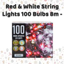 VFM e-Store Christmas Red & White String Lights 100 Bulbs 8m 50cm Lead X 1 - thumbnail 2