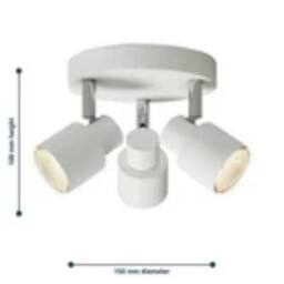 Kelvenix Modern Bathroom Ceiling Light Spotlight 3 Way White Fitting - thumbnail 3