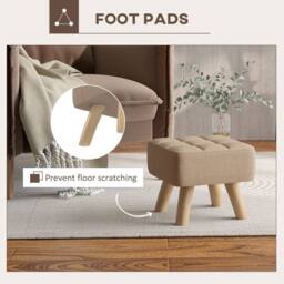 Wyld Haus Luluva Linen Look Light Brown Square Padded Footstool Diamond Tufted - thumbnail 7