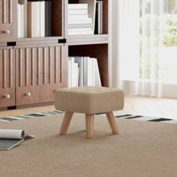 Wyld Haus Luluva Linen Look Light Brown Square Padded Footstool Diamond Tufted - thumbnail 3