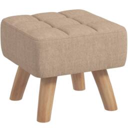 Wyld Haus Luluva Linen Look Light Brown Square Padded Footstool Diamond Tufted - thumbnail 2