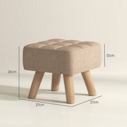 Wyld Haus Luluva Linen Look Light Brown Square Padded Footstool Diamond Tufted - thumbnail 4