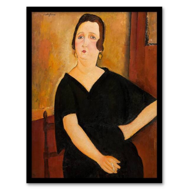 Artery8 Amedeo Modigliani Framed Wall Art Print Madame Amedee Portrait in Brown - Size: A4 - image 1