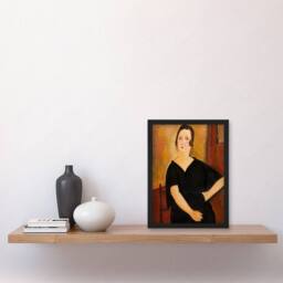 Artery8 Amedeo Modigliani Framed Wall Art Print Madame Amedee Portrait in Brown - Size: A4 - thumbnail 2