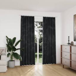 Berkfield Home Elegant Blackout Curtains 2 pcs with Hooks Velvet Anthracite 140x in Dark Grey - thumbnail 2