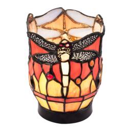 Happy Homewares Classic Dragonfly Tiffany Uplighter Lamp in Coloured Stained Glass in Orange - thumbnail 3