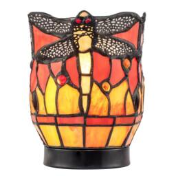 Happy Homewares Classic Dragonfly Tiffany Uplighter Lamp in Coloured Stained Glass in Orange - thumbnail 2