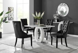 FurnitureboxUK Giovani 4 Grey Dining Table & 4 Belgravia Black Leg Chairs