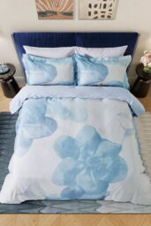 Ted Baker 'Photo Magnolia' Cotton Duvet Cover Set in Light Blue - Size: Super King - thumbnail 4