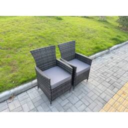 Fimous Rattan Garden Furniture Set 4-seater Patio Gas Firepit Table Chairs in Dark Grey - thumbnail 5