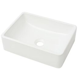 Berkfield Home Basin Ceramic White 41x30x12 cm - Size: 41 x 30 x 12 cm - thumbnail 2