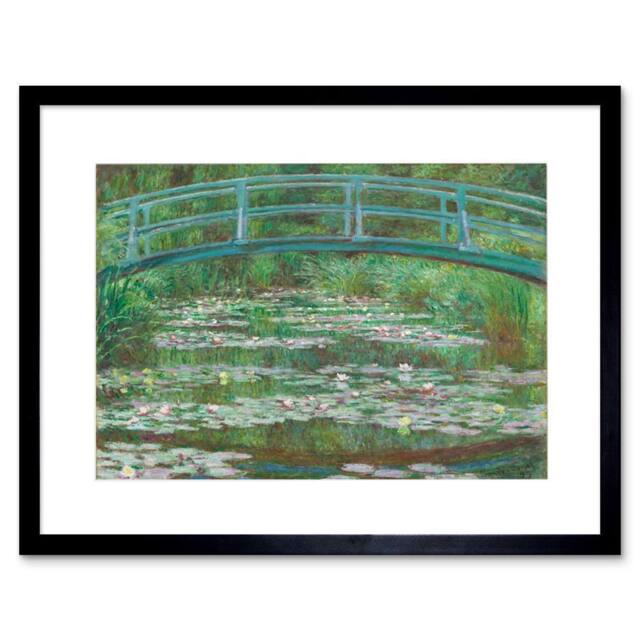 "Artery8 Claude Monet Lillies Japanese Footbridge 1899 12x16"" Framed Art Print in Green - Size: W12"" x H16""" - image 1