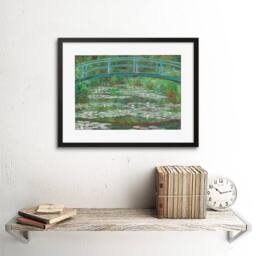"Artery8 Claude Monet Lillies Japanese Footbridge 1899 12x16"" Framed Art Print in Green - Size: W12"" x H16""" - thumbnail 2