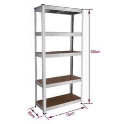 House of Home Garage Racking 5 Tier Shelving Unit Boltless Heavy Duty Metal Shelf Shed Storage Silver - thumbnail 4