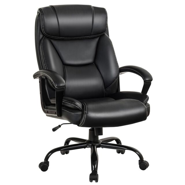 Gymax Swivel Office Chair Adjustable PU Executive Chair With Metal Base in Black - image 1