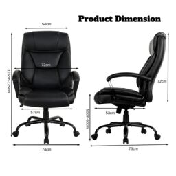 Gymax Swivel Office Chair Adjustable PU Executive Chair With Metal Base in Black - thumbnail 6