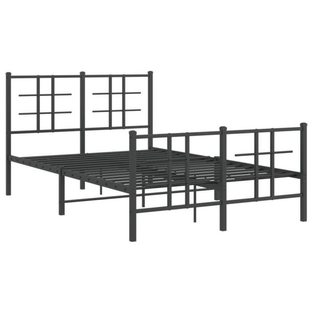 Berkfield Home Metal Bed Frame without Mattress with Footboard Black 120x190cm - Size: 120x190 cm - image 1