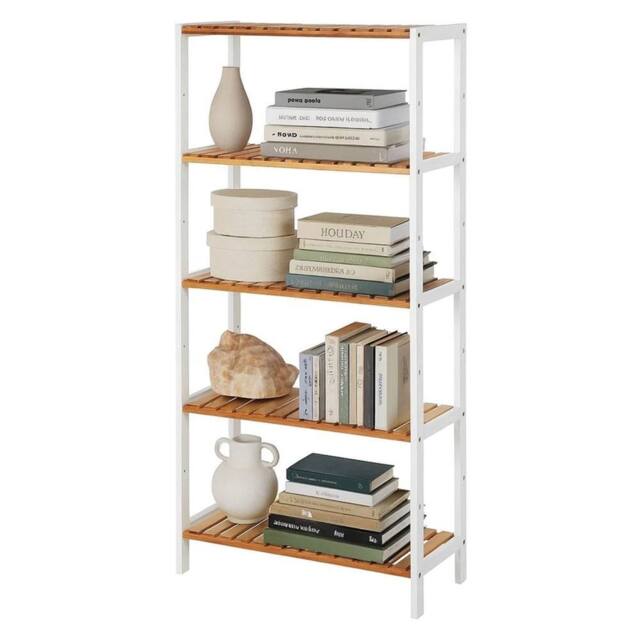 Nordara 5 Tier Bamboo Storage Shelf Shelves Rack white - Size: 0.6m2 - image 1
