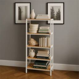 Nordara 5 Tier Bamboo Storage Shelf Shelves Rack white - Size: 0.6m2 - thumbnail 2