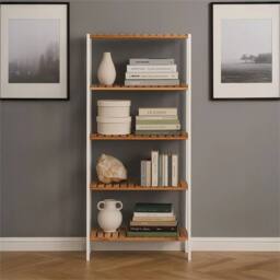Nordara 5 Tier Bamboo Storage Shelf Shelves Rack white - Size: 0.6m2 - thumbnail 4