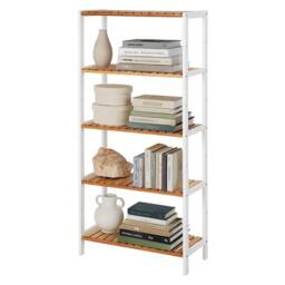 Nordara 5 Tier Bamboo Storage Shelf Shelves Rack white - Size: 0.6m2 - thumbnail 1