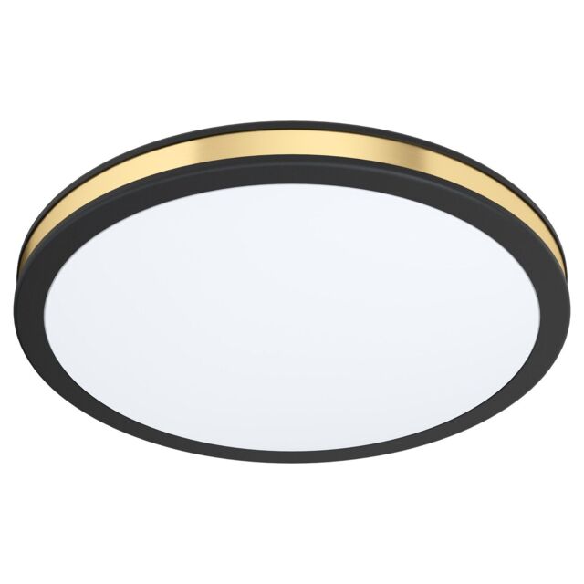 Loops Wall Flush Ceiling Light Colour Black Shade White Gold Plastic Bulb LED 12W - image 1