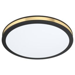 Loops Wall Flush Ceiling Light Colour Black Shade White Gold Plastic Bulb LED 12W - thumbnail 1