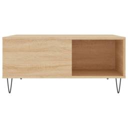 Berkfield Home Modern Coffee Table Sonoma Oak 80x80x36.5 cm Engineered Wood in Light Tan - thumbnail 4