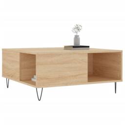 Berkfield Home Modern Coffee Table Sonoma Oak 80x80x36.5 cm Engineered Wood in Light Tan - thumbnail 1