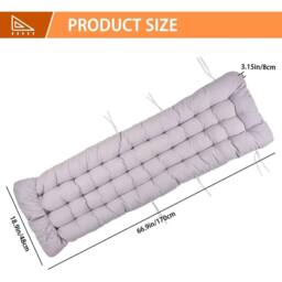 VOGREX Grey 170x53cm Outdoor Sun Lounger Replacement Cushions in Light Grey - Size: 170x53 cm - thumbnail 2