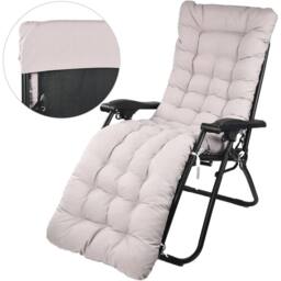 VOGREX Grey 170x53cm Outdoor Sun Lounger Replacement Cushions in Light Grey - Size: 170x53 cm - thumbnail 3