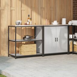 Berkfield Home with Shelf with Storage with Door Adjustable 2 pcs Stainless steel in Silver - thumbnail 4