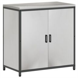 Berkfield Home with Shelf with Storage with Door Adjustable 2 pcs Stainless steel in Silver - thumbnail 6