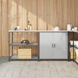 Berkfield Home with Shelf with Storage with Door Adjustable 2 pcs Stainless steel in Silver - thumbnail 1