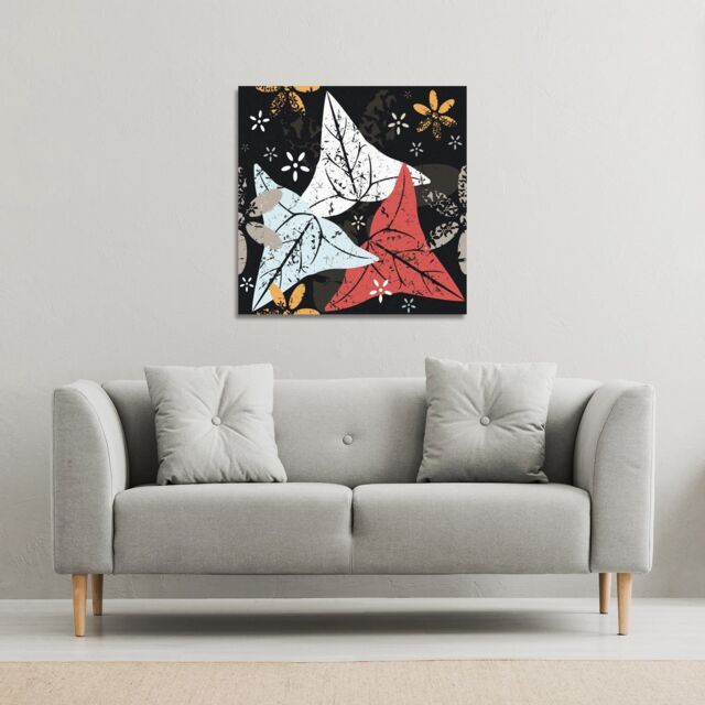 Benjamin Tate Design Leaves & Flowers. Autumn pattern (Canvas Print) / 114 x 114 x 4cm in Natural - Size: 114 x 114 x 4 cm - image 1