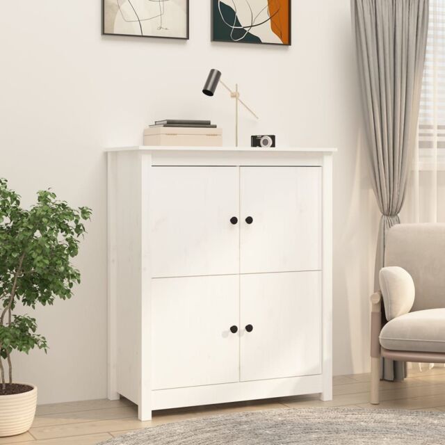 Berkfield Home Sideboard White 83x41.5x100 cm Solid Wood Pine - image 1