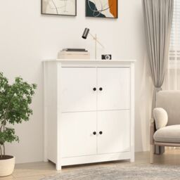 Berkfield Home Sideboard White 83x41.5x100 cm Solid Wood Pine - thumbnail 1