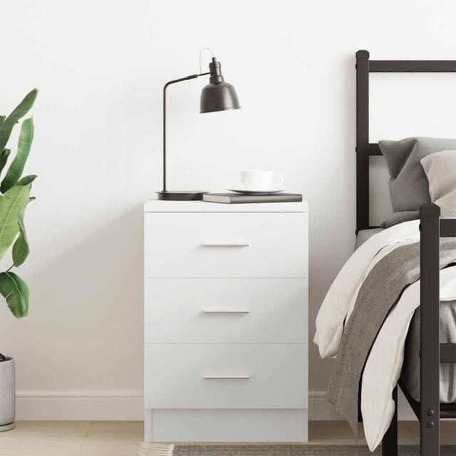 Berkfield Home Elegant Bedside Cabinet White 38x35x56 cm Engineered Wood - Size: 38 x 35 x 56 cm - image 1