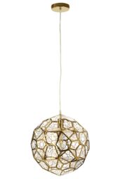 Orsina Titanium Stainless Steel Pendant Lamp, Gold Finish Geometric Ceiling Light, Single Bulb Fixture - thumbnail 3