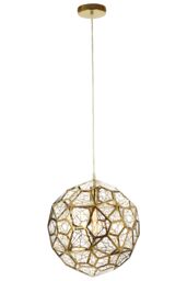 Orsina Titanium Stainless Steel Pendant Lamp, Gold Finish Geometric Ceiling Light, Single Bulb Fixture