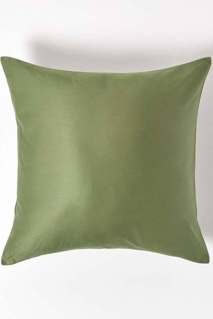 Homescapes Sateen Cotton Continental Pillowcase 400 TC, 40 x 40 cm in Green - image 1