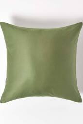 Homescapes Sateen Cotton Continental Pillowcase 400 TC, 40 x 40 cm in Green - thumbnail 1