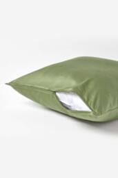 Homescapes Sateen Cotton Continental Pillowcase 400 TC, 40 x 40 cm in Green - thumbnail 3