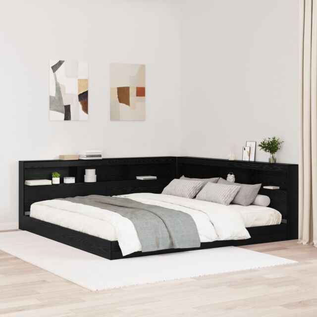 Berkfield Home Storage Headboard with Shelf Black oak 180 cm Engineered wood - image 1