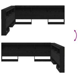Berkfield Home Storage Headboard with Shelf Black oak 180 cm Engineered wood - thumbnail 9