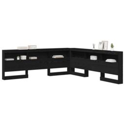 Berkfield Home Storage Headboard with Shelf Black oak 180 cm Engineered wood - thumbnail 3